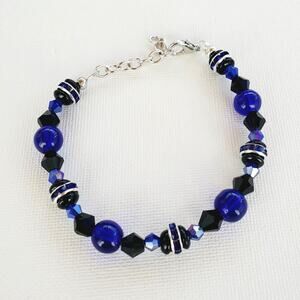 Wonderful Feel of Real Crystal Sparkly Blue Bracelet Stackable Wear to a Party